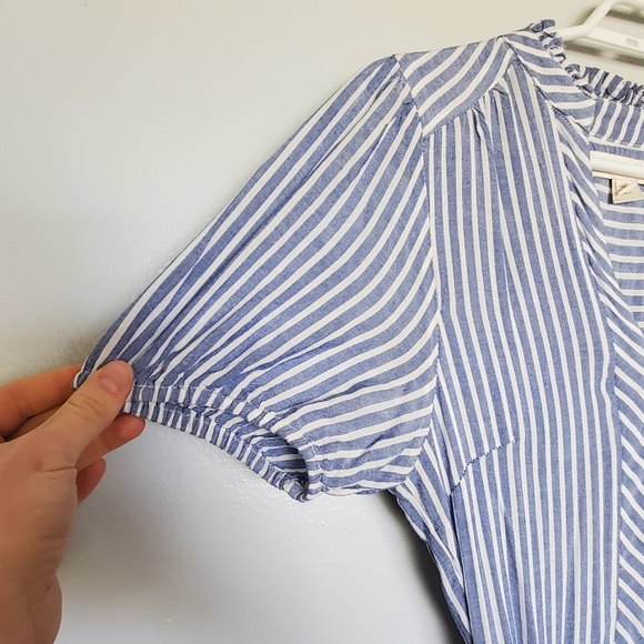 NWOT Monteau Tie-waist Midi Dress Vintage Striped Blue & White - Size Sm… - Picture 3 of 11